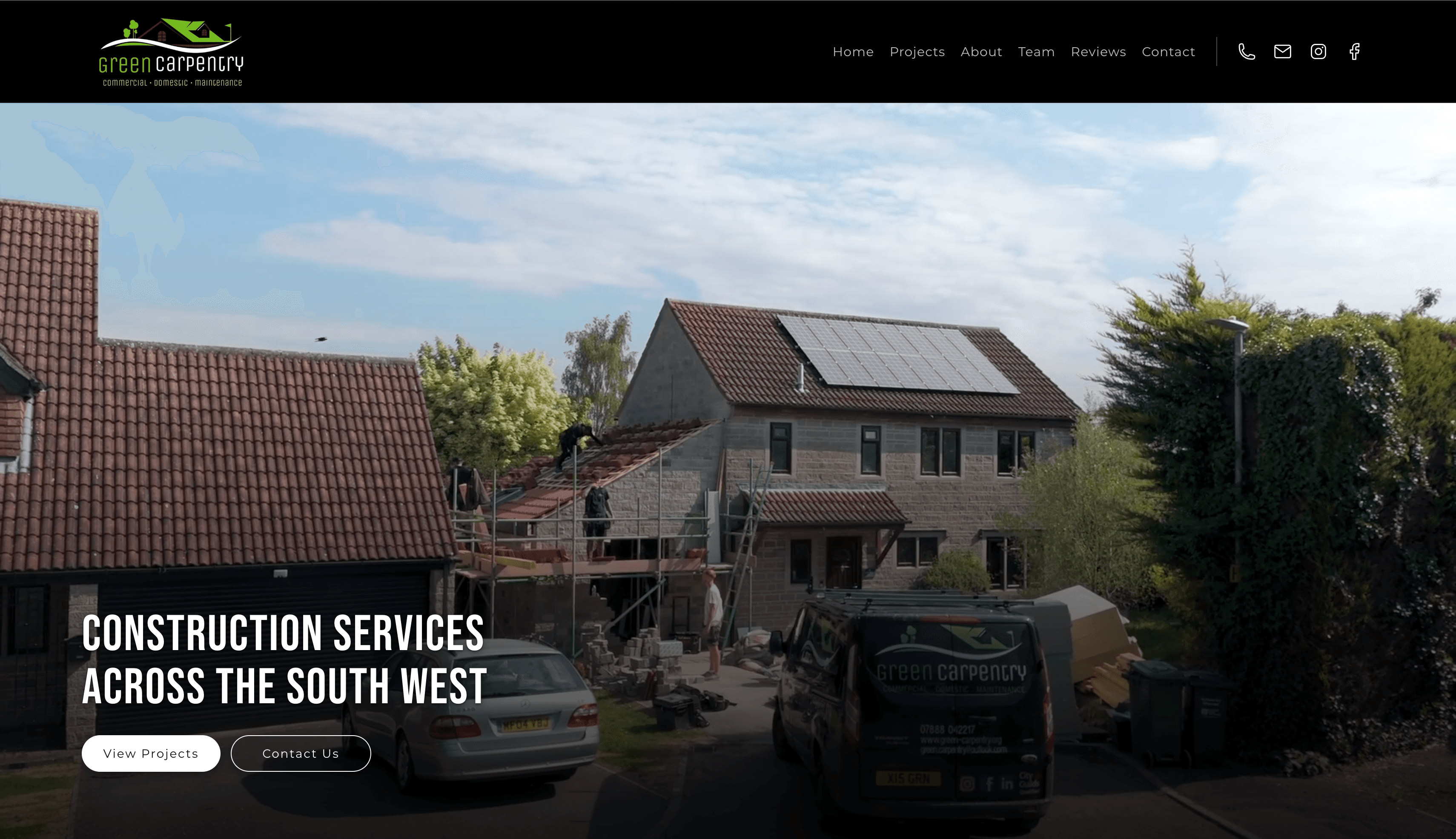 Green Carpentry website on desktop